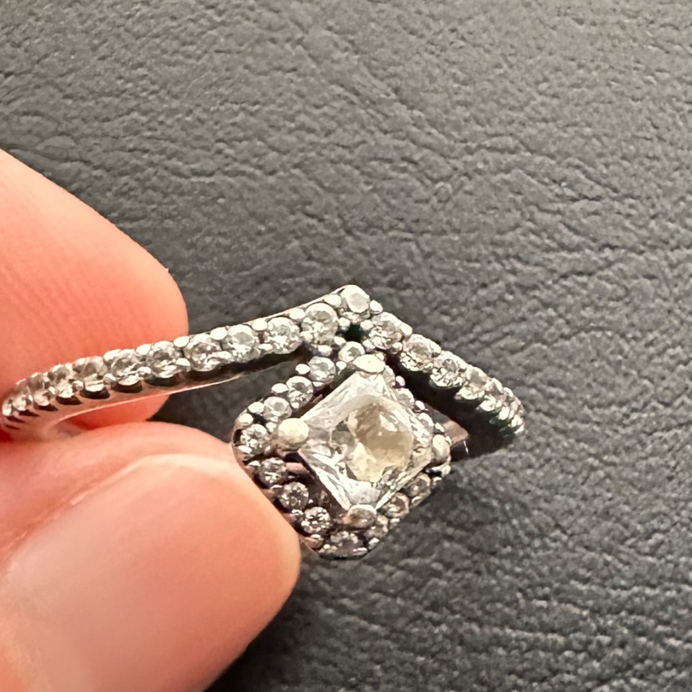 Pandora Sterling Silver with Cubic Zirconia Antique Style Wishbone Ring - Picture 3 of 7